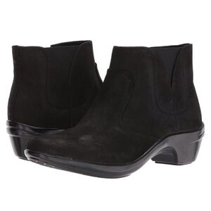 Aravon Kitt Black Leather Bootie Ankle Boot Women Size 8.5